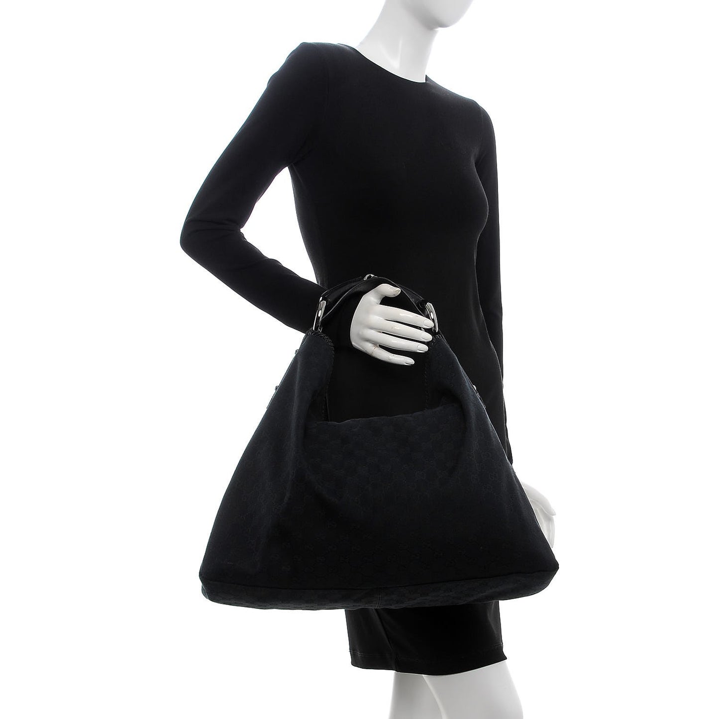 Monogram Large Horsebit Chain Hobo Black