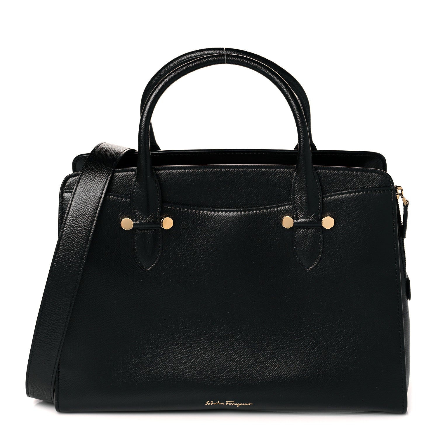 Salvatore Ferragamo Hammered Calfskin Today Satchel Black 1 of 10