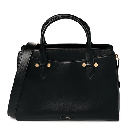 Salvatore Ferragamo Hammered Calfskin Today Satchel Black 1 of 10
