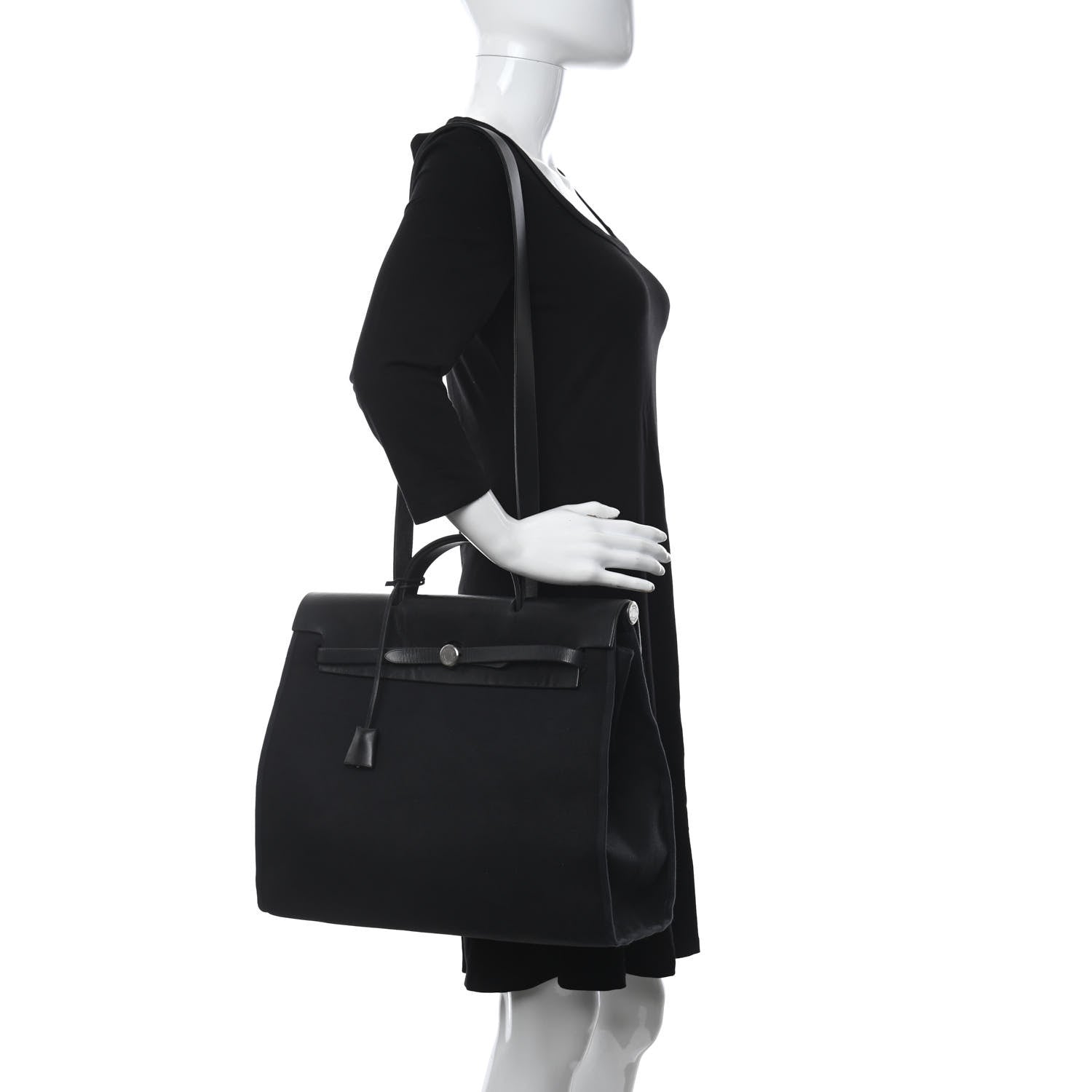 Hermes Toile Vache Calfskin Herbag 39 MM Black 2 of 17