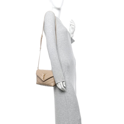 Saint Laurent Calfskin Y Quilted Monogram Toy Loulou Crossbody Bag Dark Beige 2 of 11