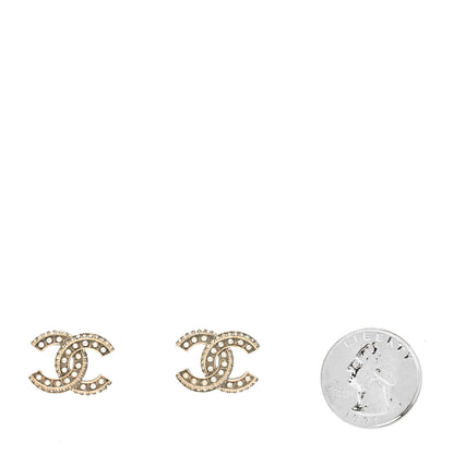 Chanel Crystal Timeless CC Earrings Light Gold 2 of 4
