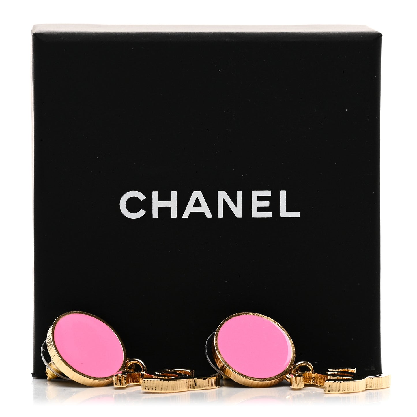 Metal Resin Disc CC Drop Earrings Gold Pink