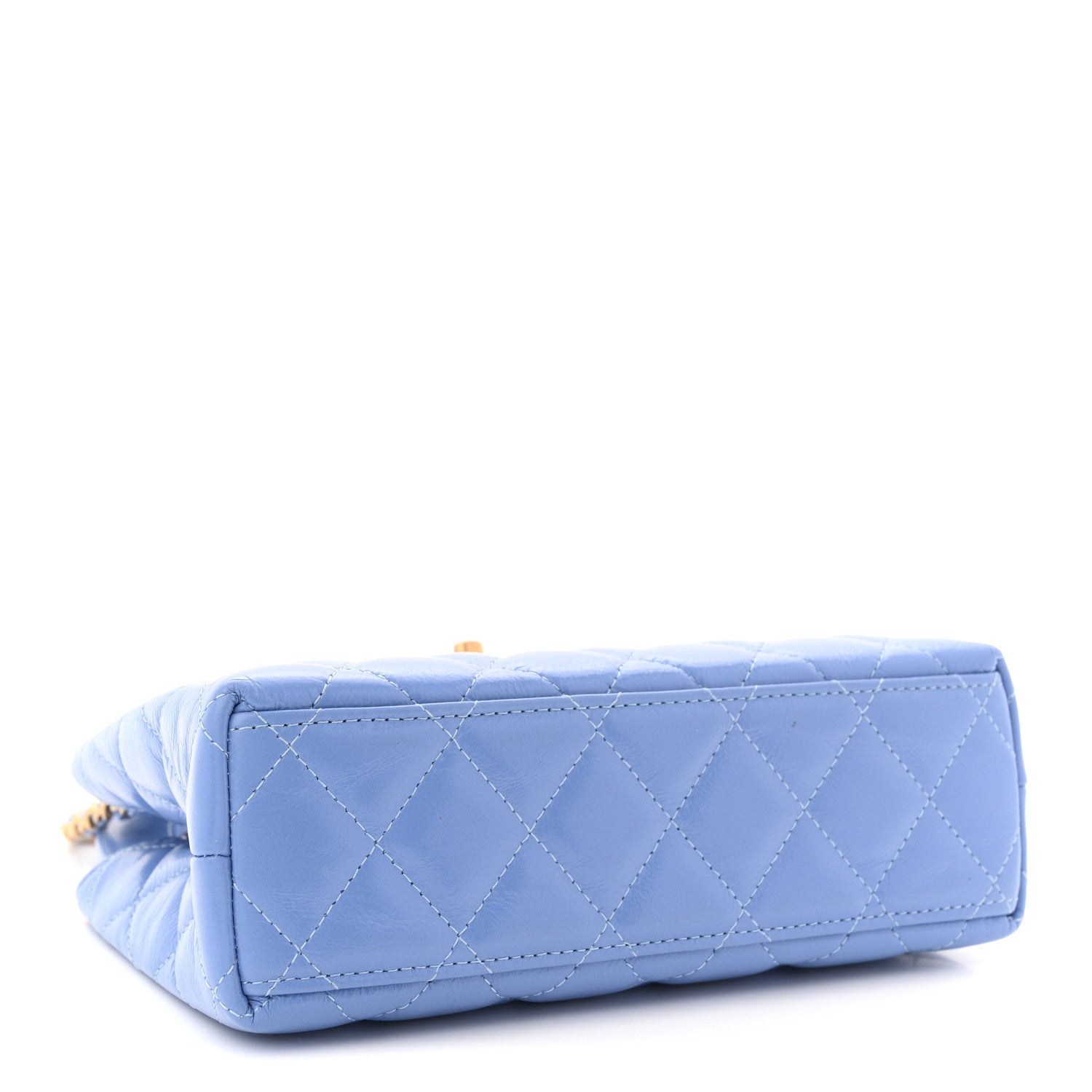 Chanel Shiny Aged Calfskin Quilted Nano Kelly Shopper Blue 4 of 11