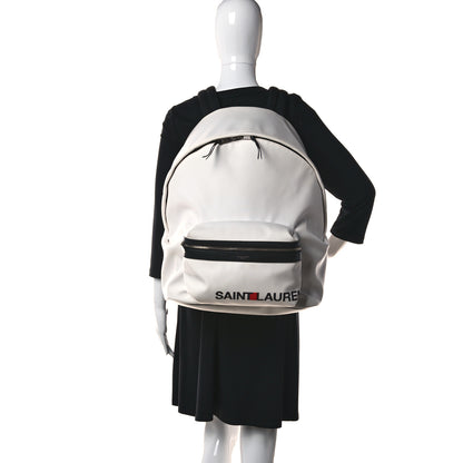 Saint Laurent Canvas Logo City Backpack White 2 of 12
