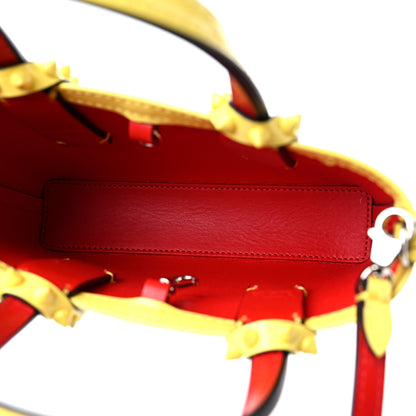 Christian Louboutin Patent Calfskin Spikes Mini East West Cabata Tote Yellow 5 of 9