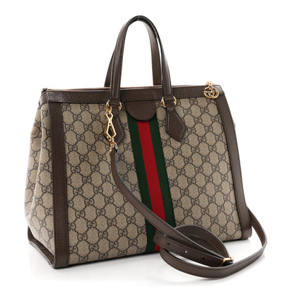 Gucci GG Supreme Monogram Web Medium Ophidia Tote Bag Brown 3 of 10