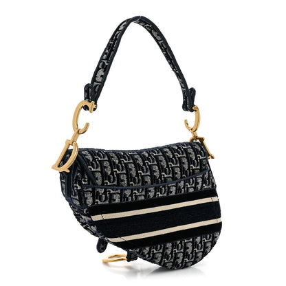 Christian Dior Velvet Oblique Saddle Bag Blue 3 of 9