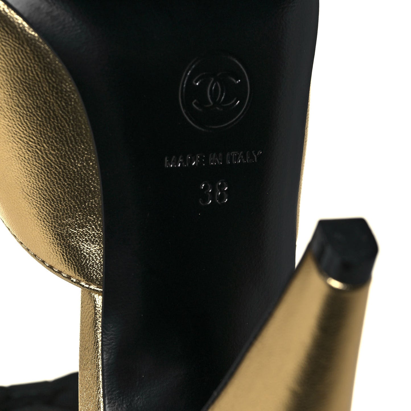 Laminated Lambskin Grosgrain Cap Toe CC Pumps 38 Gold Black