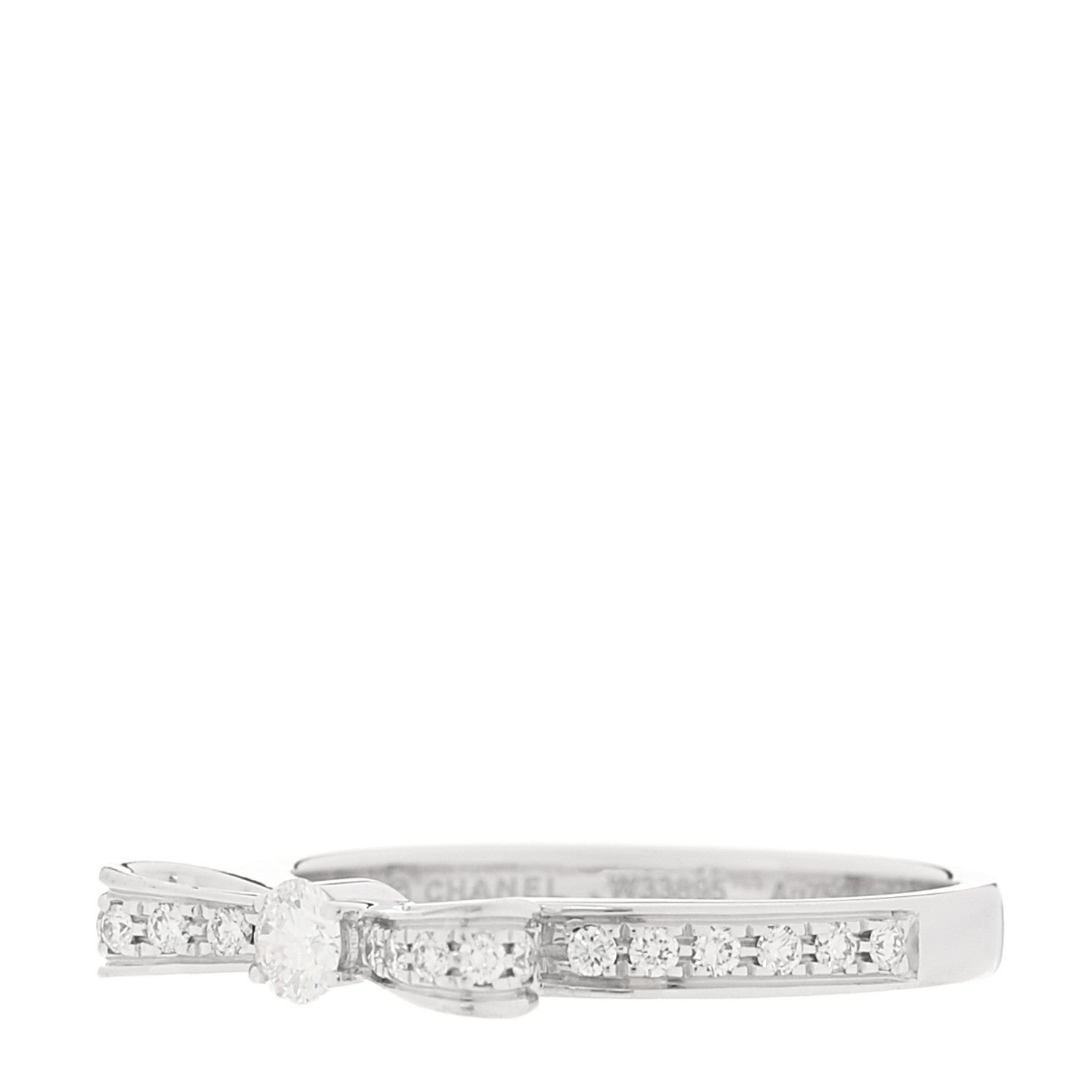 Chanel 18K White Gold Diamond Ruban Ring 50 5.25 4 of 7