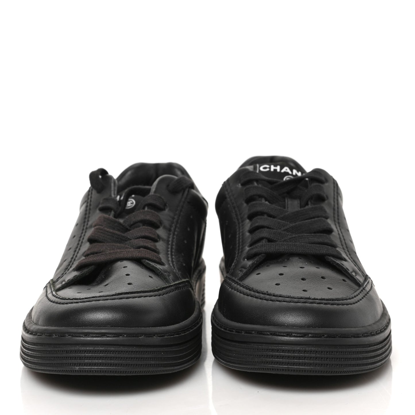 Calfskin Womens Logo Sneakers 36.5 Black
