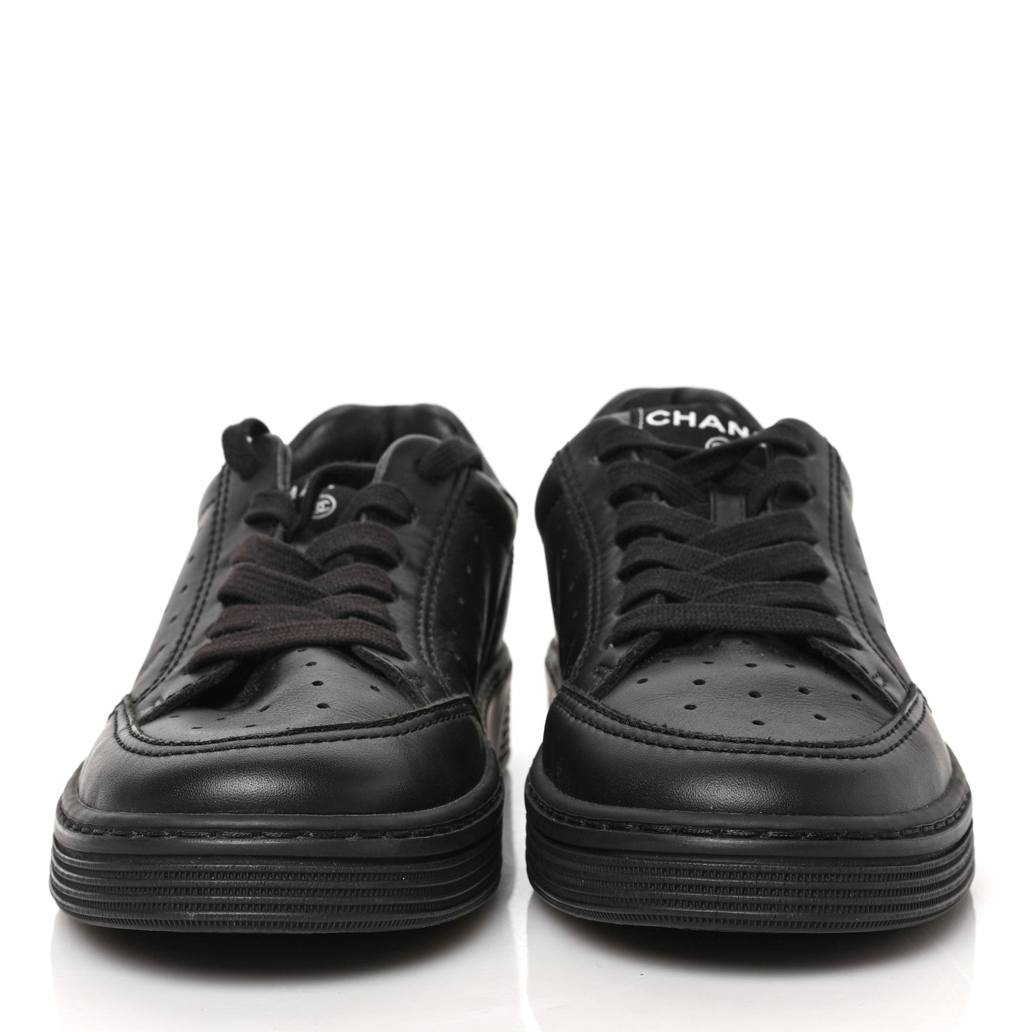 Chanel Calfskin Womens Logo Sneakers 36.5 Black 2 of 9