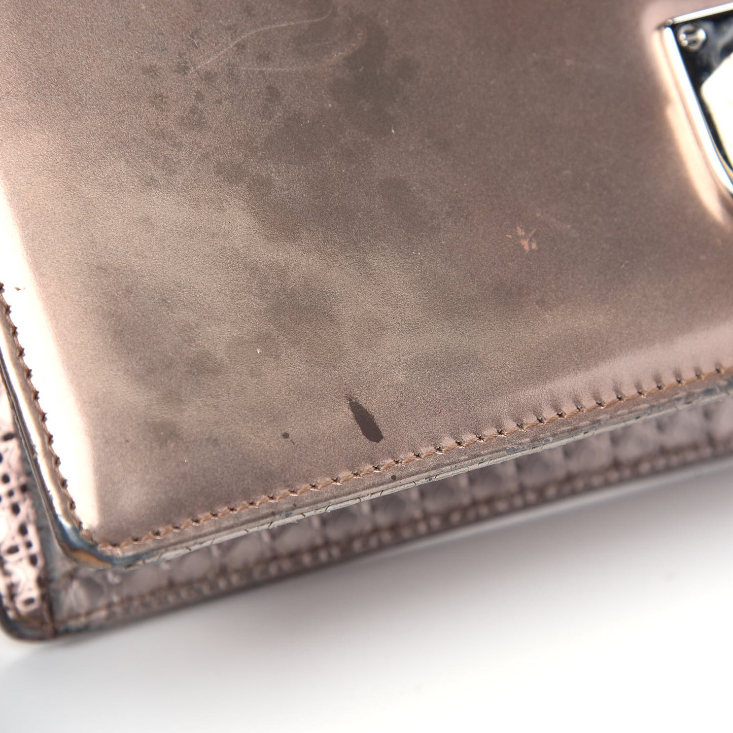 Metallic Patent Micro-Cannage Medium Diorama Flap Bag Pink