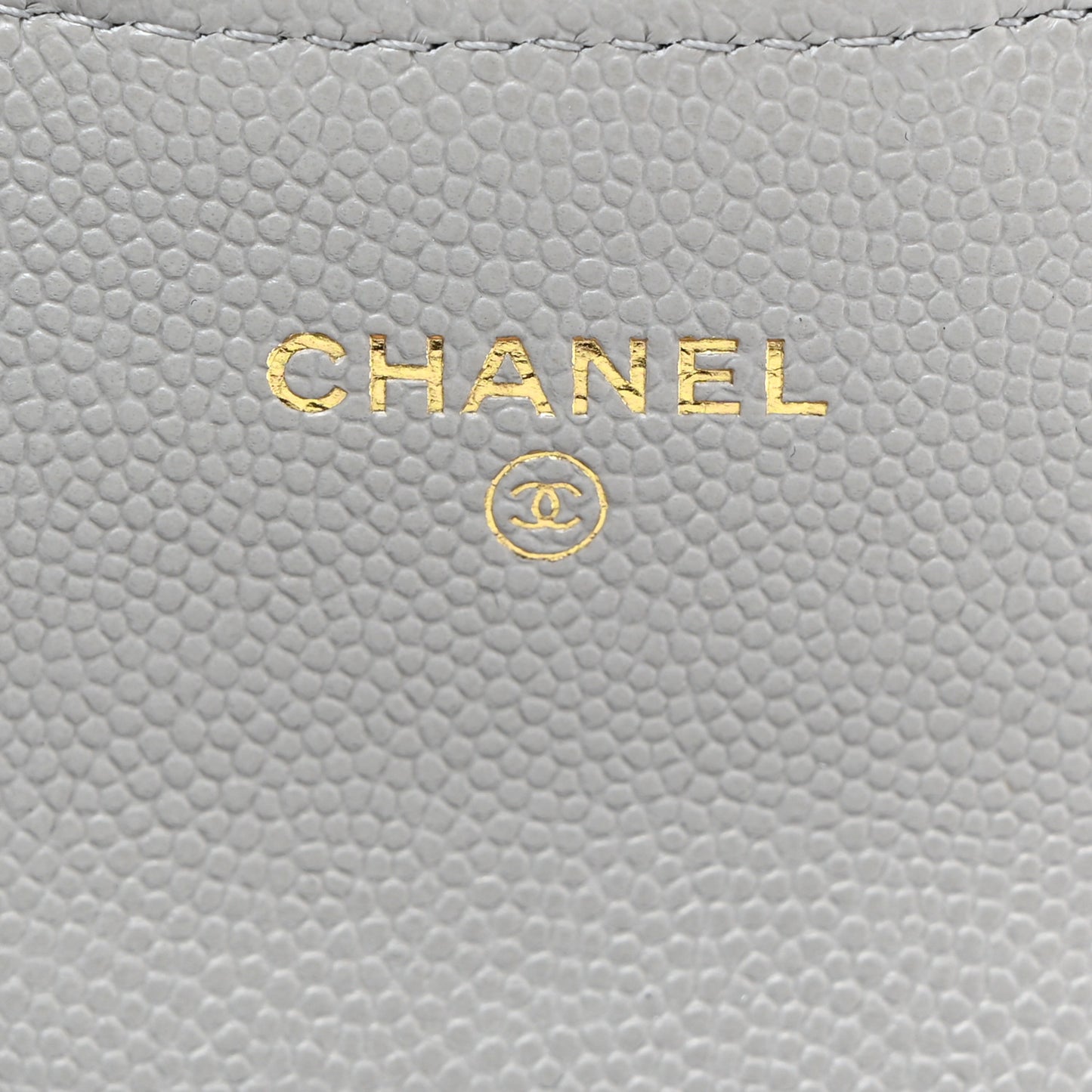 Caviar Quilted Flap Card Holder Wallet Dark Grey