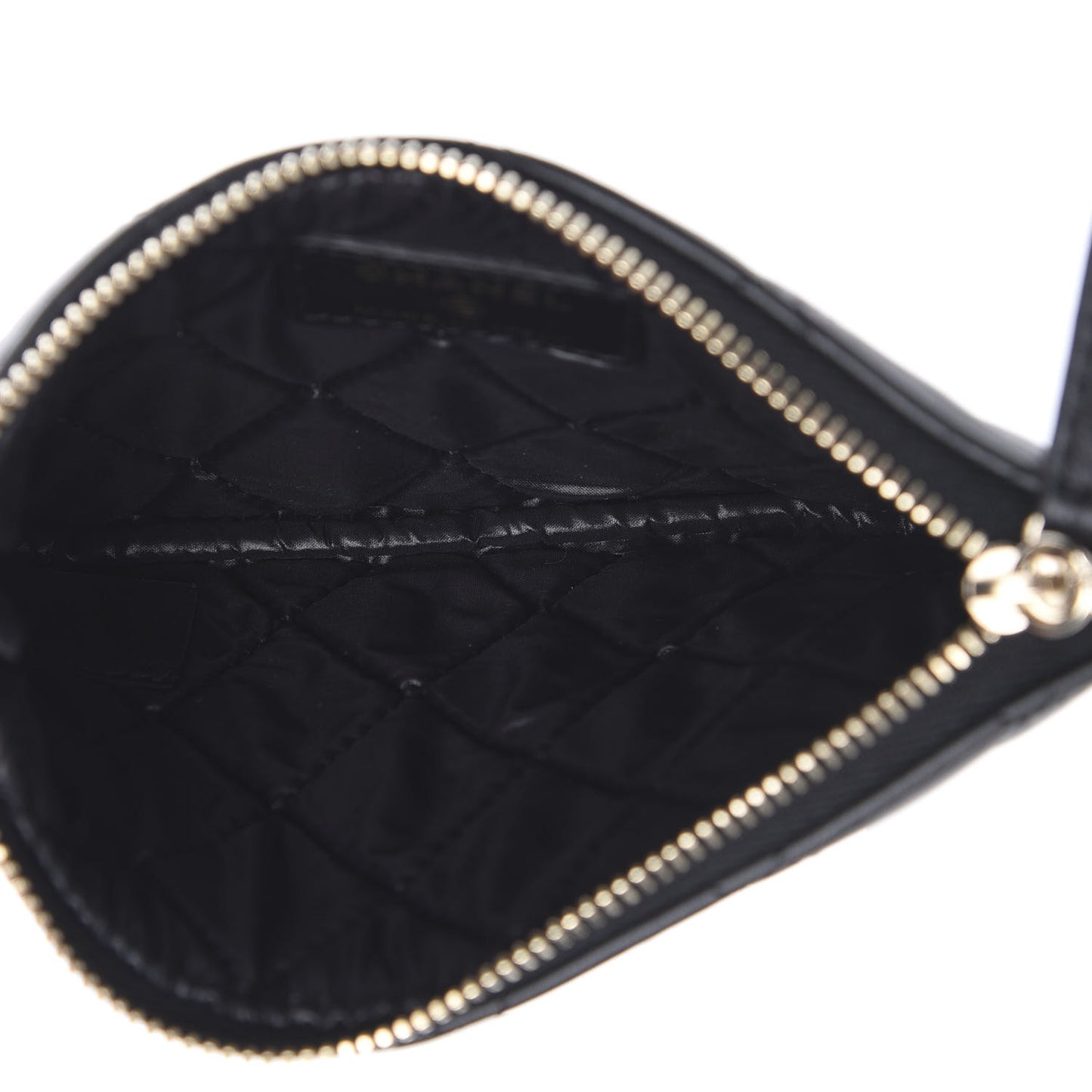 Lambskin Quilted Small Casino Cosmetic Case Black