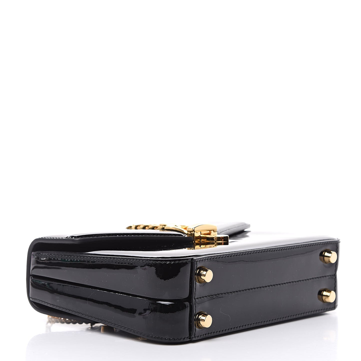 Mousse Top Patent Mini Sylvie 1969 Top Handle Bag Black