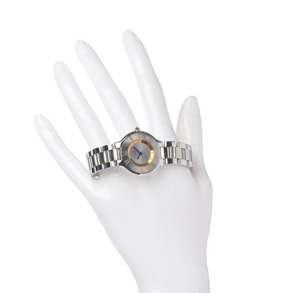 Cartier Stainless Steel 18K Yellow Gold 28mm Must De 21 Quartz Watch 2 of 6