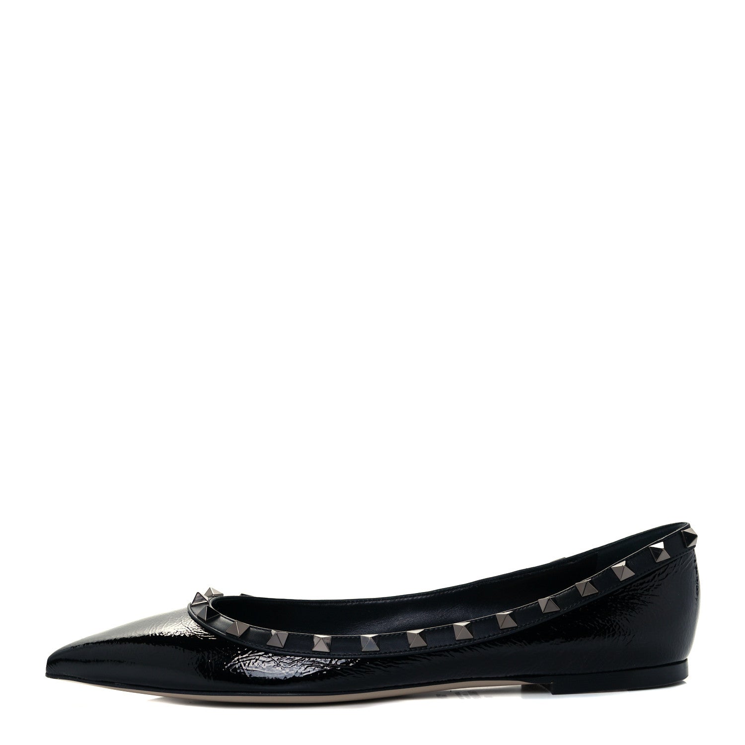 Valentino Garavani Patent Rockstud Ballerina Flats 40.5 Black 1 of 11