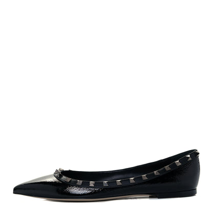 Valentino Garavani Patent Rockstud Ballerina Flats 40.5 Black 1 of 11