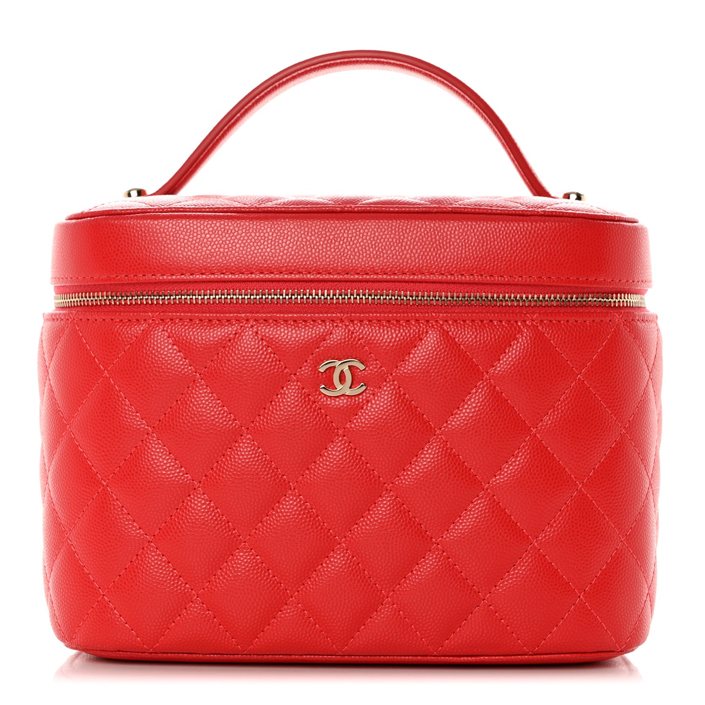 Caviar Quilted Large Vanity Pouch Red