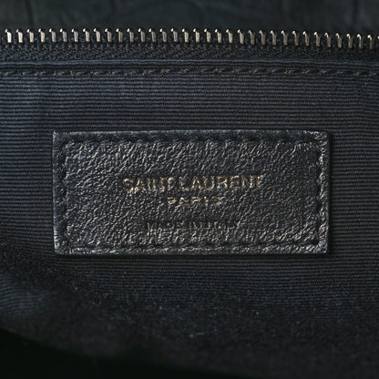 Saint Laurent Nubuck Crocodile Embossed Monogram Medium Niki Chain Satchel Black 6 of 11