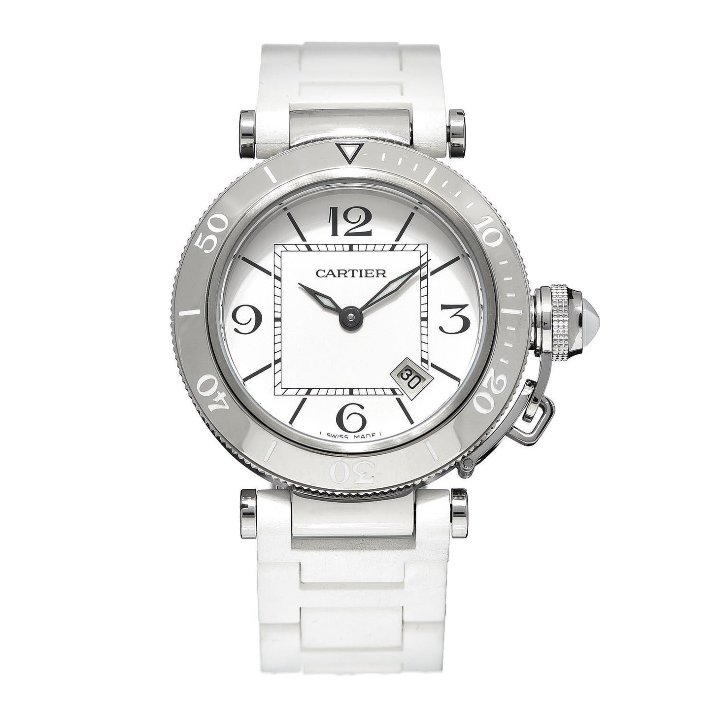 Stainless Steel Rubber 33mm Pasha C Seatimer Quartz Watch White