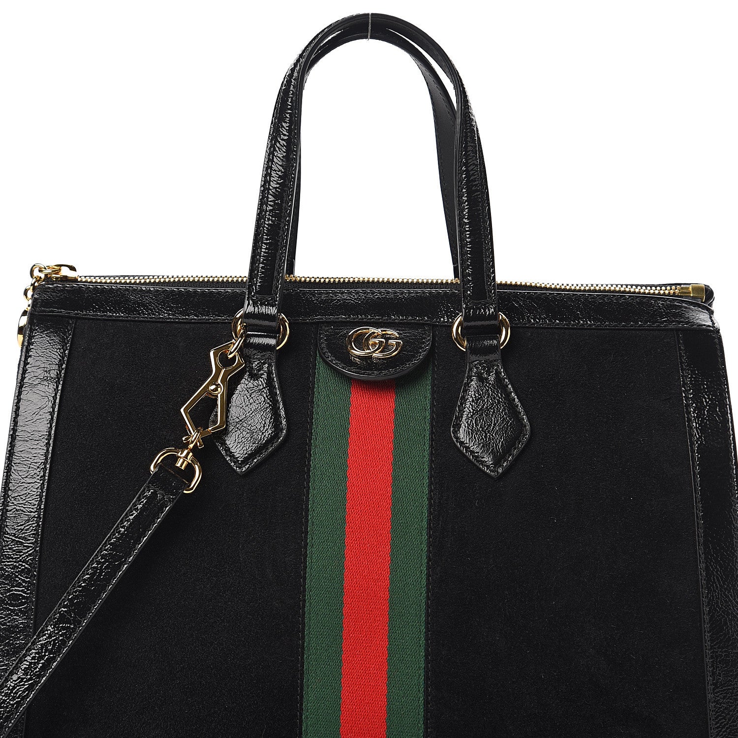 Gucci Suede Patent GG Web Medium Ophidia Tote Bag Black 9 of 9