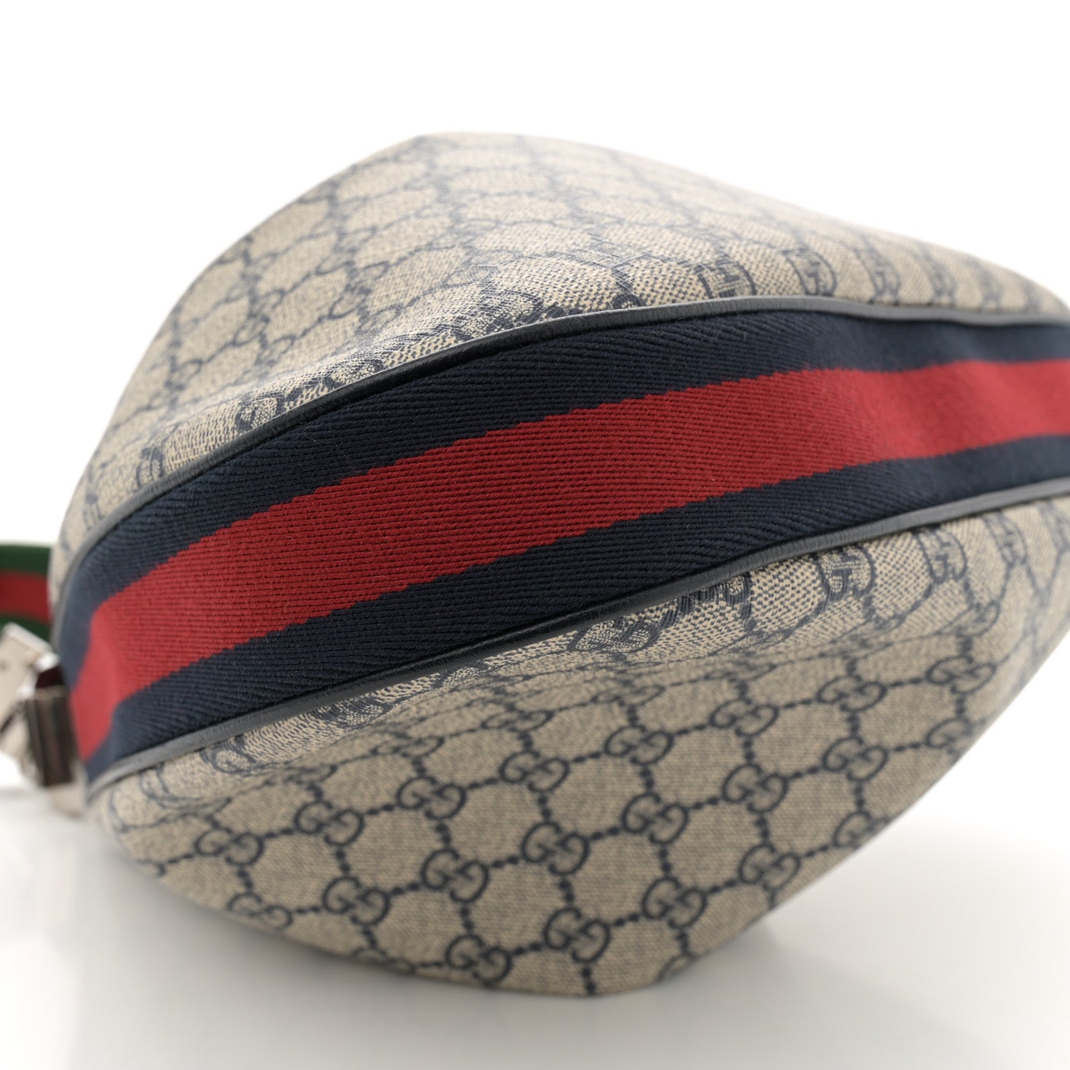 Gucci GG Supreme Monogram Textured Calfskin Web Large Attache Shoulder Bag Beige Blue 9 of 10