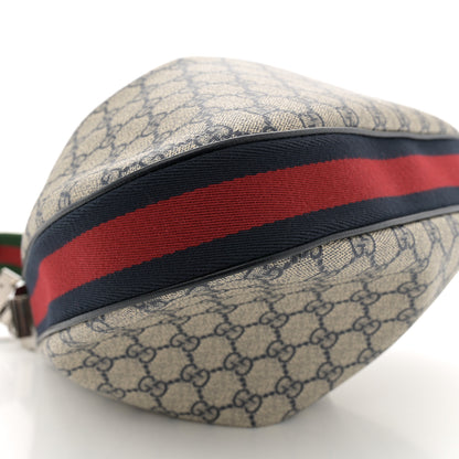 Gucci GG Supreme Monogram Textured Calfskin Web Large Attache Shoulder Bag Beige Blue 9 of 10