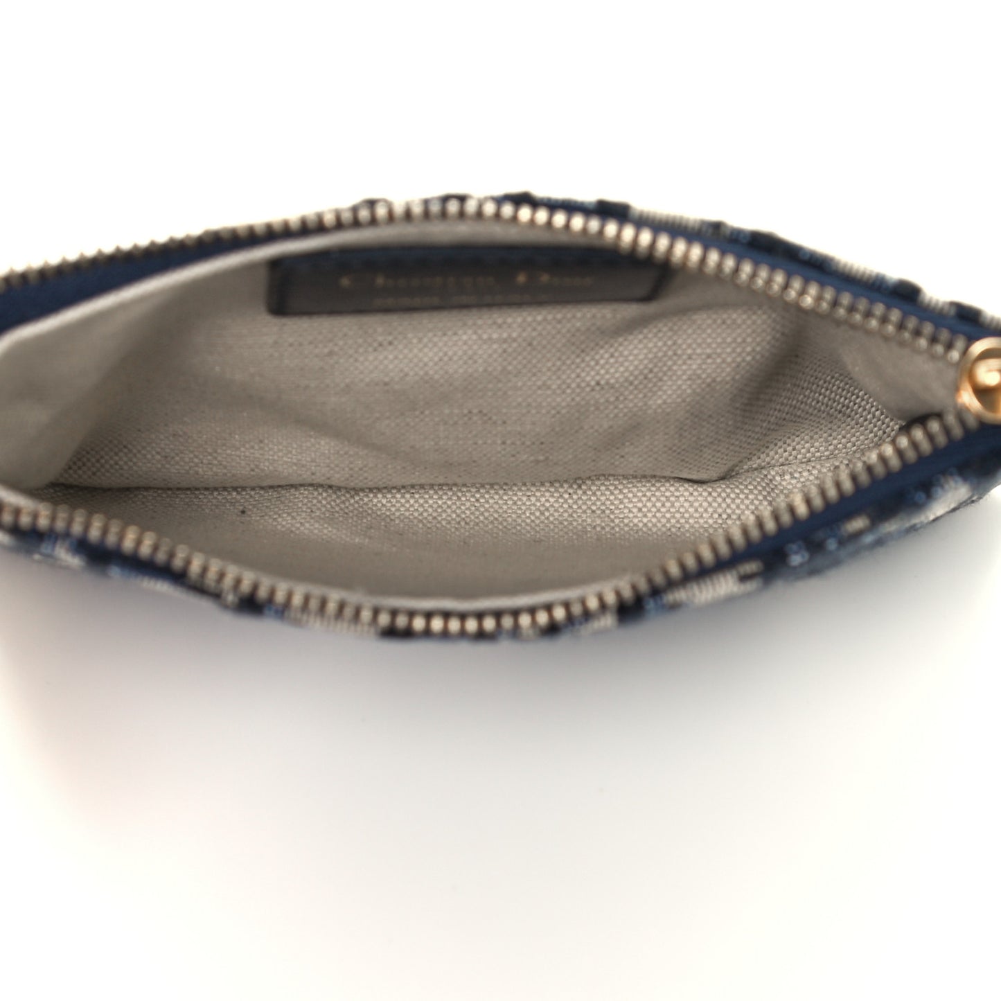 Oblique Zipped Card Holder Blue