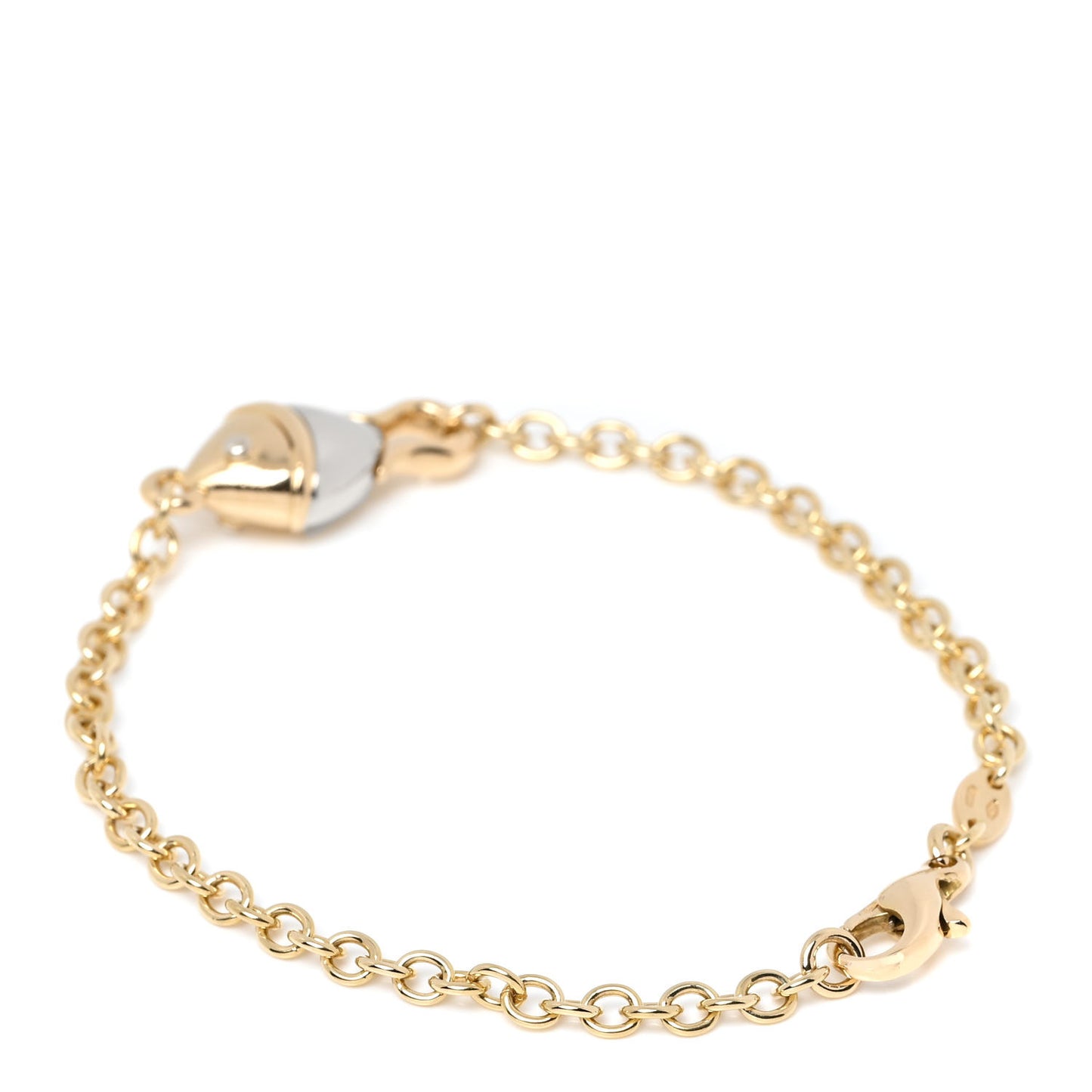 18K Yellow White Gold Fish Chain Bracelet