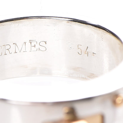 Hermes Sterling Silver 18K Yellow Gold Kelly Cadena Ring 54 6.25 7 of 8