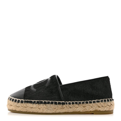 Chanel Calfskin Hair CC Espadrilles 35 Black 1 of 10
