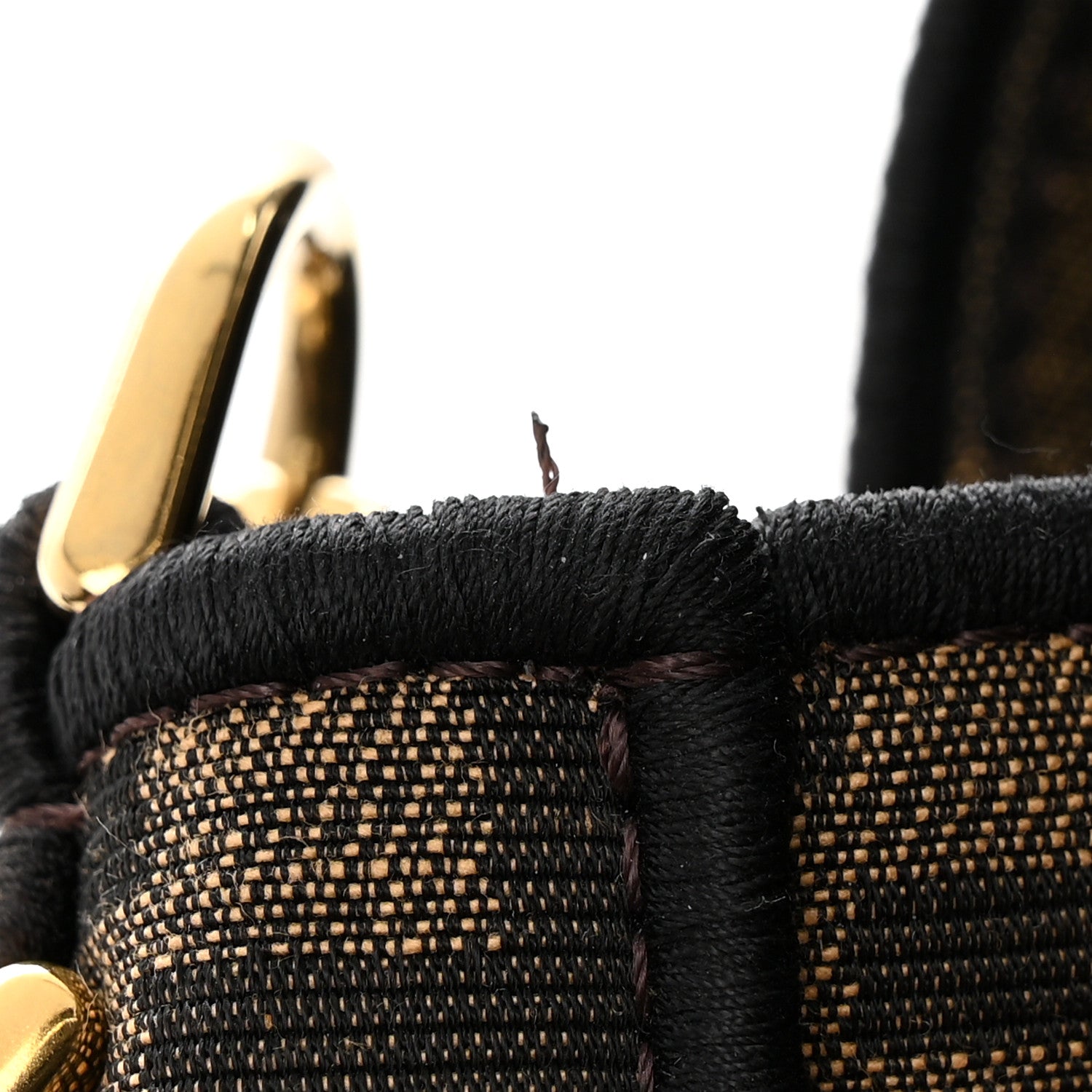 Fendi Fabric Jacquard FF 1974 Medium Baguette Tobacco Moro Black 12 of 13