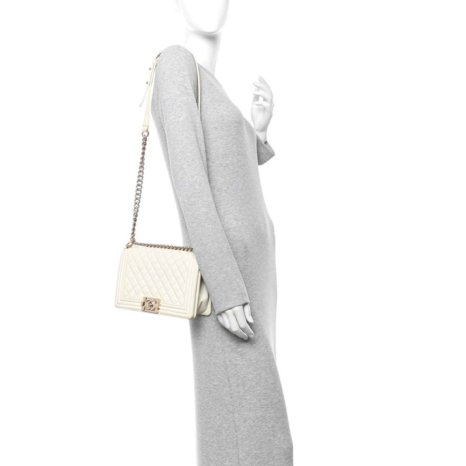 Chanel Caviar Quilted Medium Boy Flap White 2 of 10