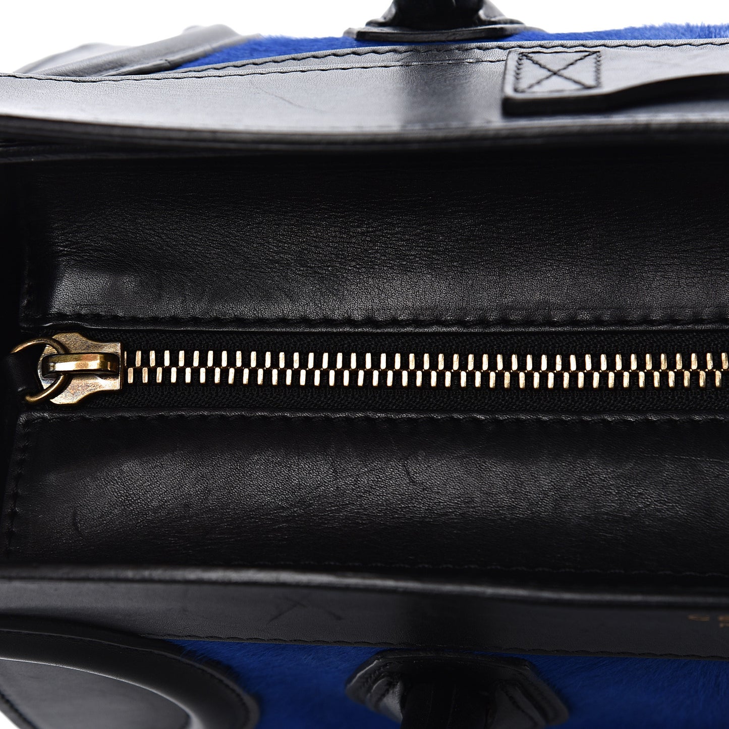 Pony Hair Mini Tri-Color Luggage Royal Blue
