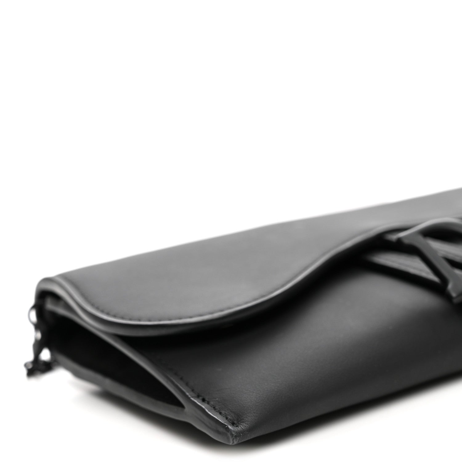 Christian Dior Ultra Matte Calfskin Saddle Chain Wallet Pouch Black 9 of 10