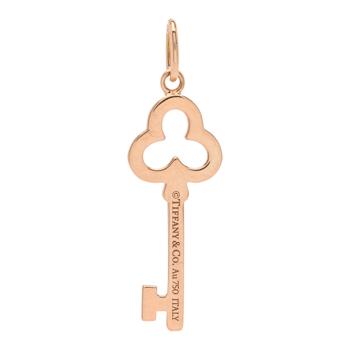 18K Rose Gold Diamond Mini Open Trefoil Key Pendant