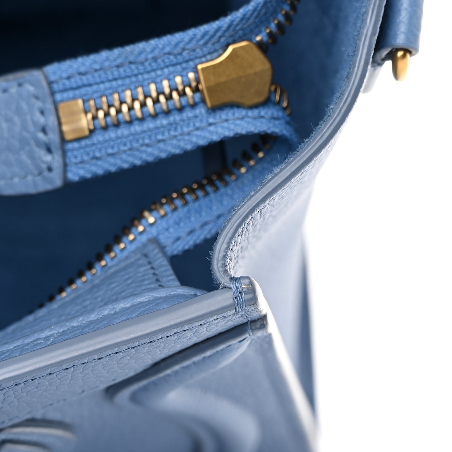 Drummed Calfskin Nano Luggage Azure