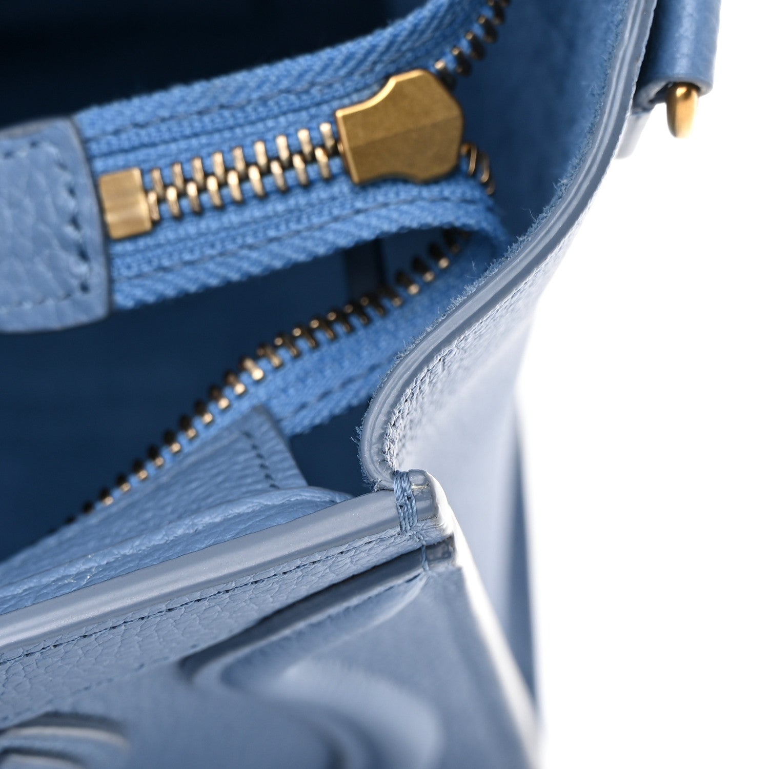 Celine Drummed Calfskin Nano Luggage Azure 11 of 16