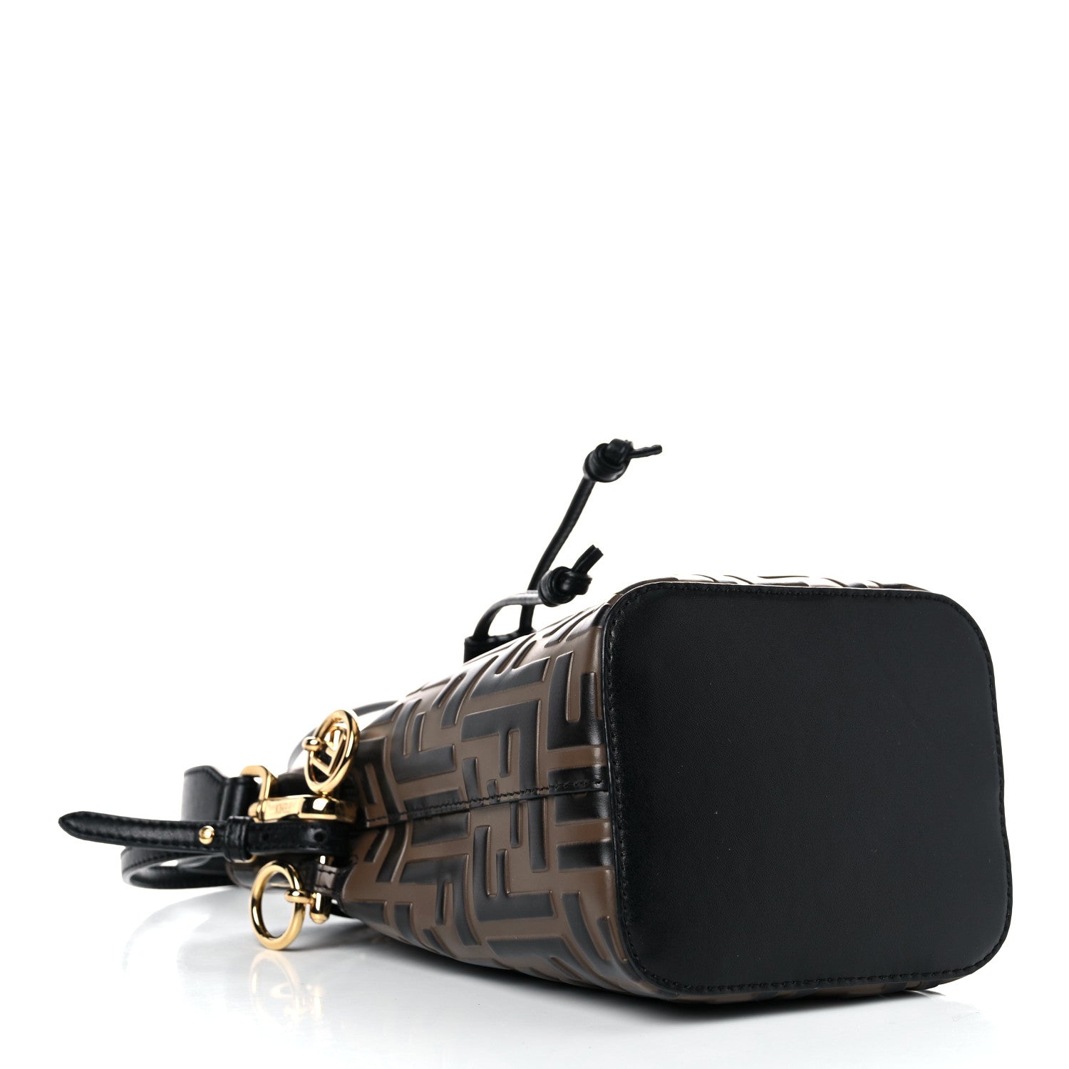 Fendi Vitello Liberty F is Fendi Bi-Color FF 1974 Embossed Mini Mon Tresor Bucket Bag Maya Black 4 of 13