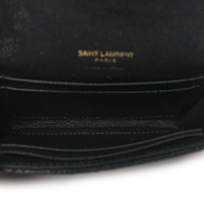 Saint Laurent Grain De Poudre Textured Mixed Matelasse Triquilt Small Monogram Envelope Wallet Black 5 of 9
