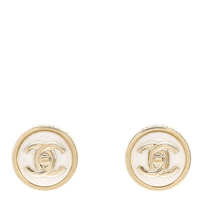 Chanel Resin CC Turnlock Earrings White Gold 1 of 5