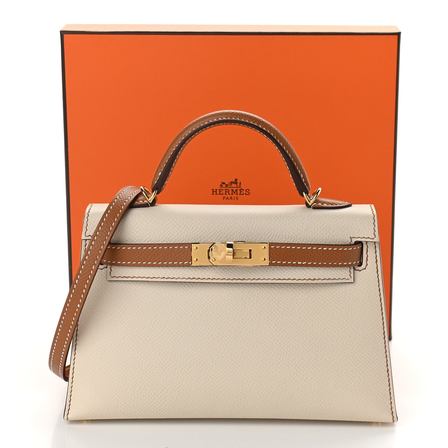 Hermes Epsom Horseshoe Mini Kelly Sellier 20 Craie Gold 33 of 33