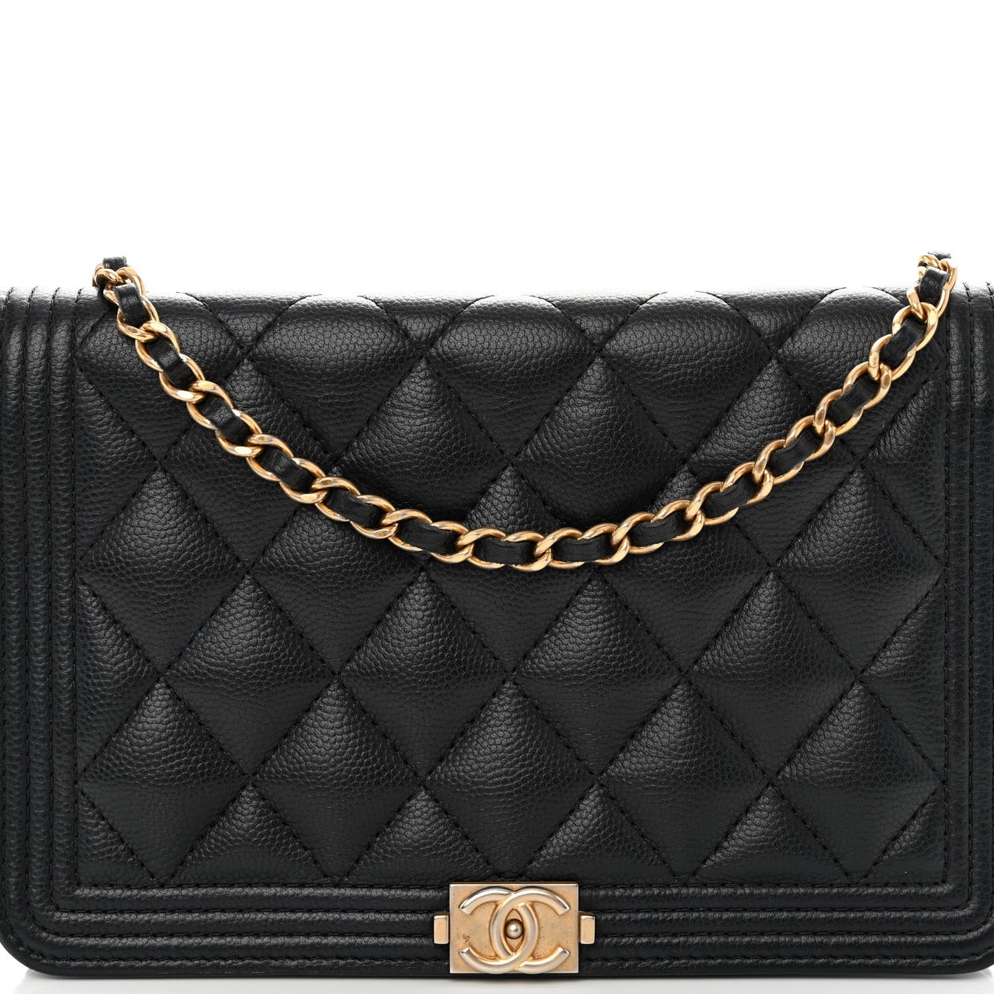 Caviar Quilted Boy Wallet On Chain WOC Black