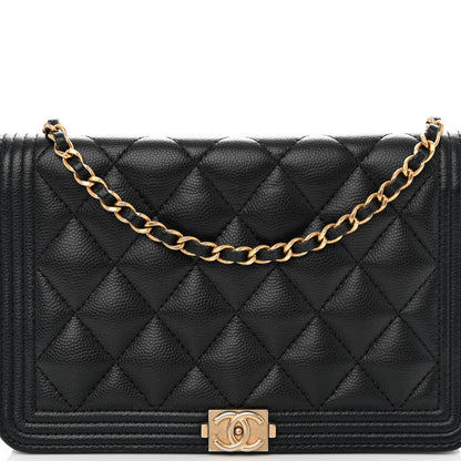 Chanel Caviar Quilted Boy Wallet On Chain WOC Black 8 of 12