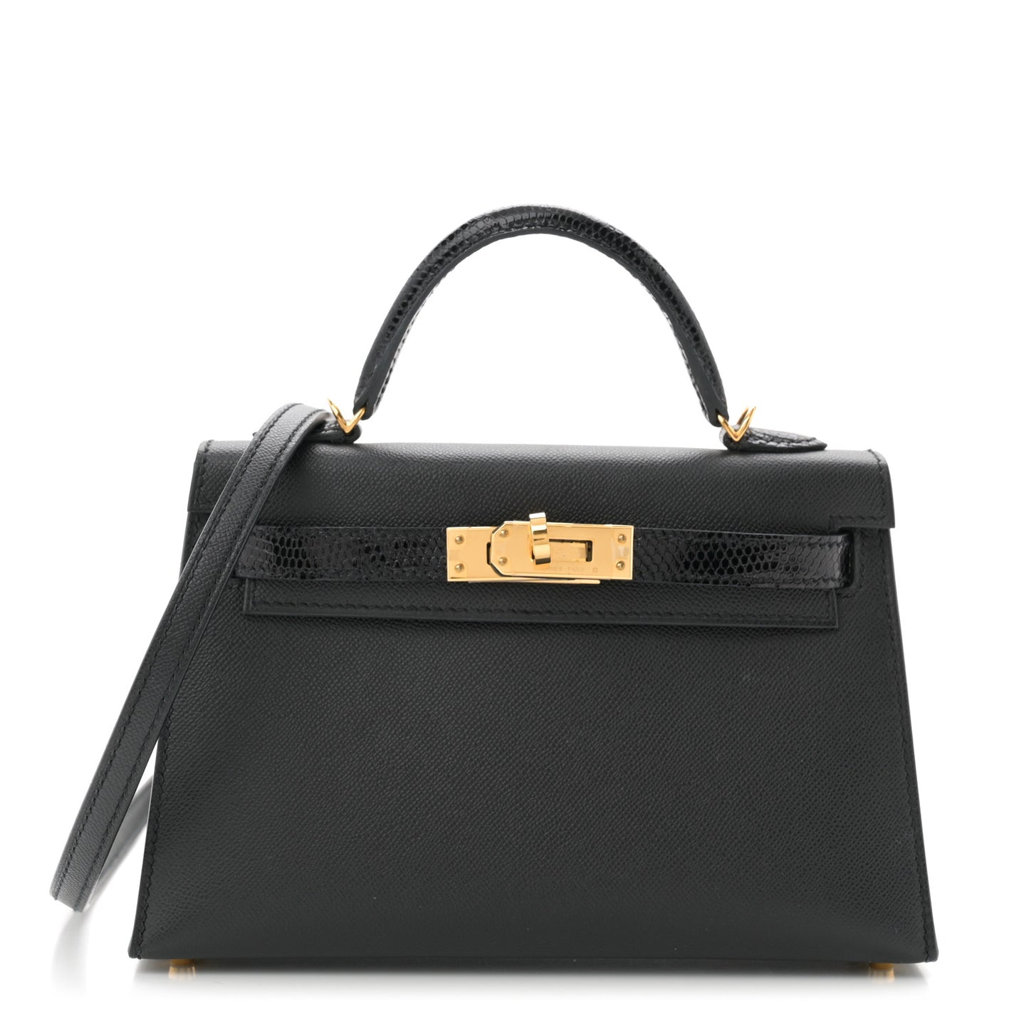 Madame Calfskin Lizard Mini Kelly Sellier Touch 20 Black