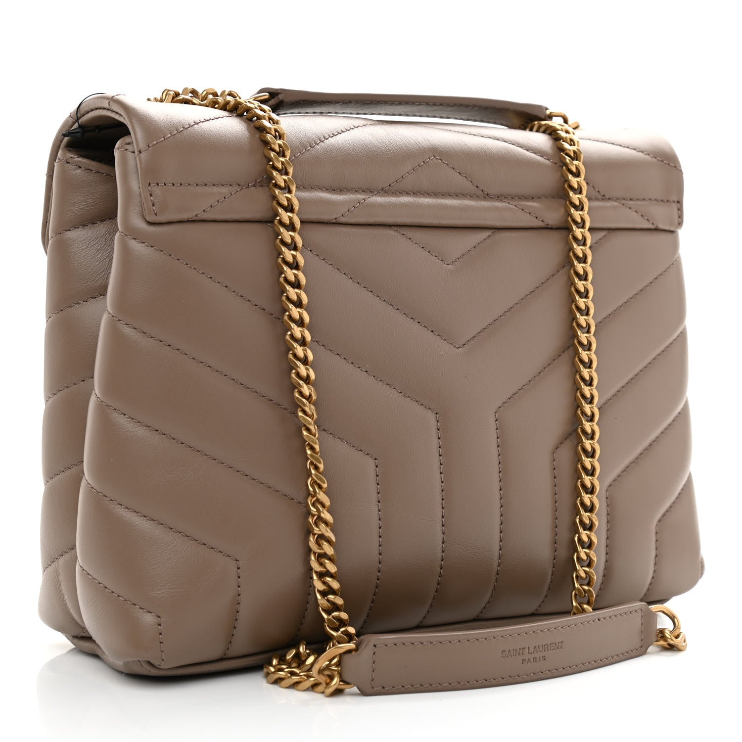 Saint Laurent Calfskin Y Quilted Monogram Small Loulou Chain Satchel Dark Beige 3 of 8