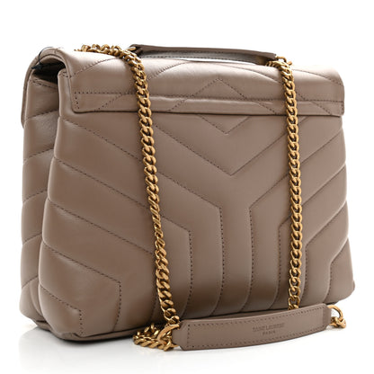 Saint Laurent Calfskin Y Quilted Monogram Small Loulou Chain Satchel Dark Beige 3 of 8