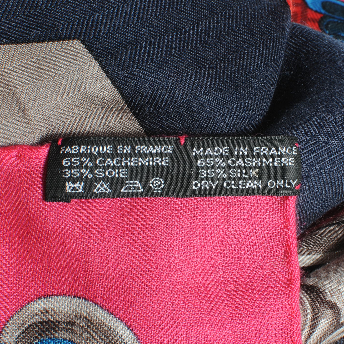 Cashmere Silk Etriers Shawl GM 140 Rose Indien